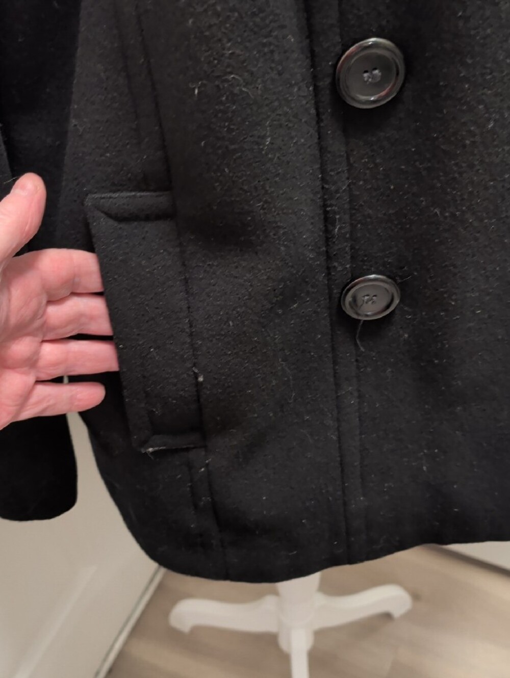 BRAETAN 2X Women's Pre-Owned Black Wool Peacoat - Timeless Double-Breasted - Picture 4 of 15